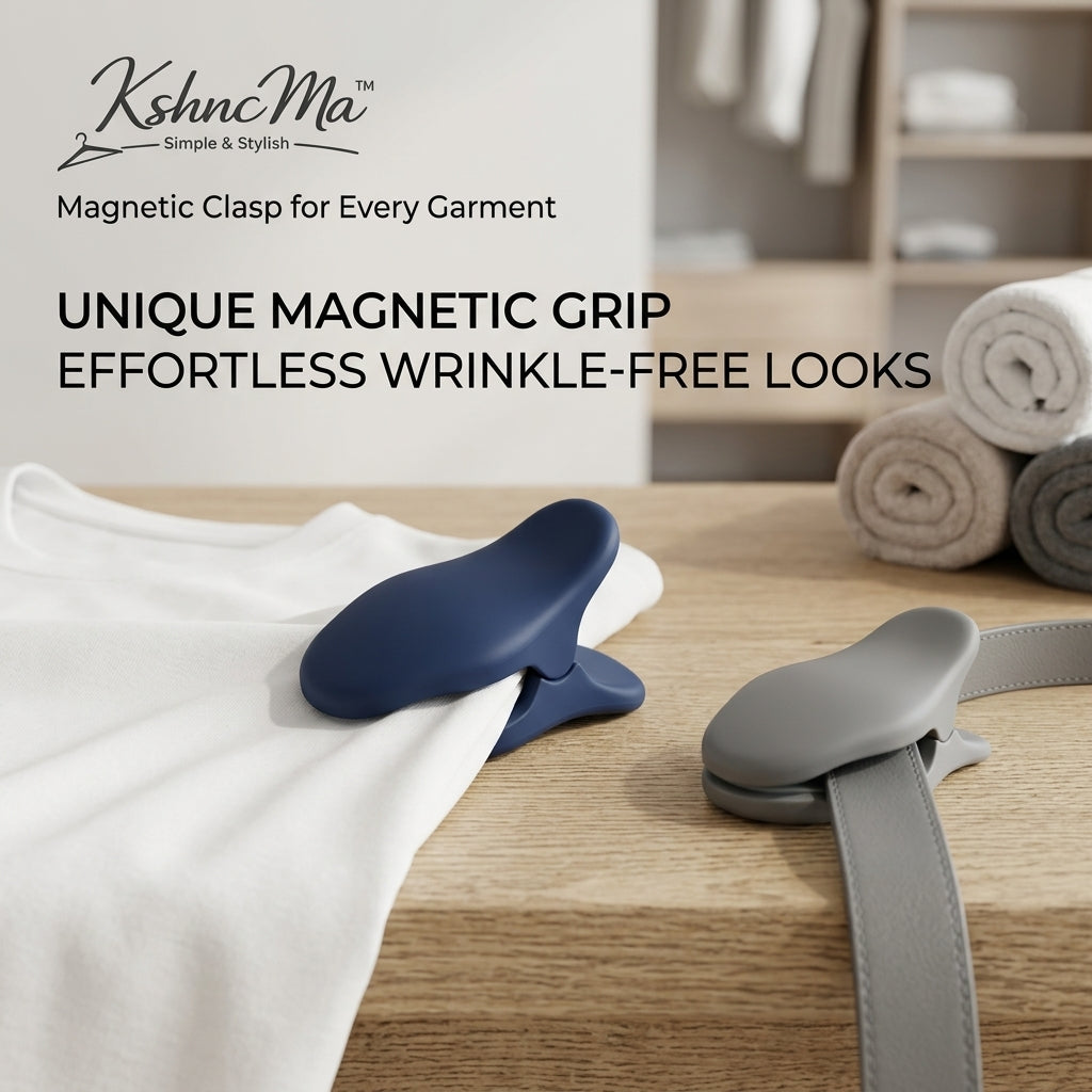 KshncMa™ Magnetic Clothing Clip & Garment Clasp | Wrinkle-Free Styling Clip for Shirts, Dresses, Belts & Straps | No-Sew Fabric Adjuster & Tightener