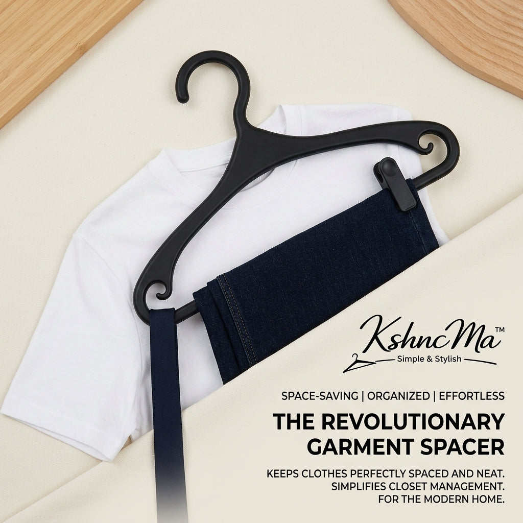 KshncMa™ Revolutionary Garment Spacer – Space-Saving Closet Hanger for Organized Wardrobes | Modern Minimalist Clothing Storage Solution for Tidy Apparel