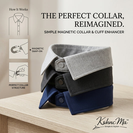 KshncMa™ Magnetic Collar & Cuff Enhancer – Premium Anti-Curling Collar Stays for Dress Shirts – Keep Your Collar Sharp, Structured & Professional – Easy Snap-On Accessory