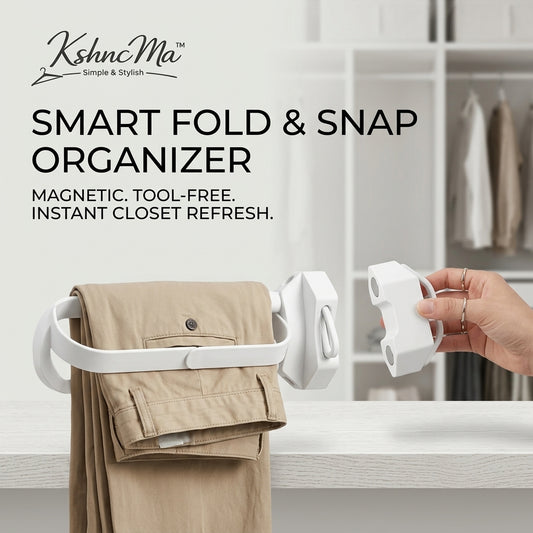 KshncMa™ Magnetic Fold & Snap Pants Organizer – Tool-Free Space-Saving Closet Hanger, Instant Wardrobe Refresh Solution for Jeans, Slacks & Trousers