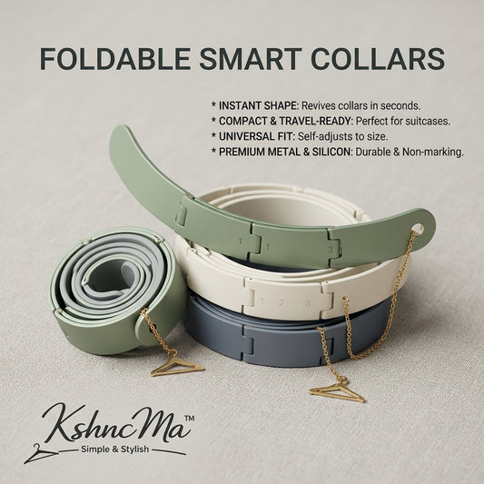KshncMa™ Foldable Smart Collar Shaper | Adjustable Silicone & Metal Shirt Collar Support | Travel-Friendly Portable Collar Stiffener for Dress Shirts, Polos & Casual Wear